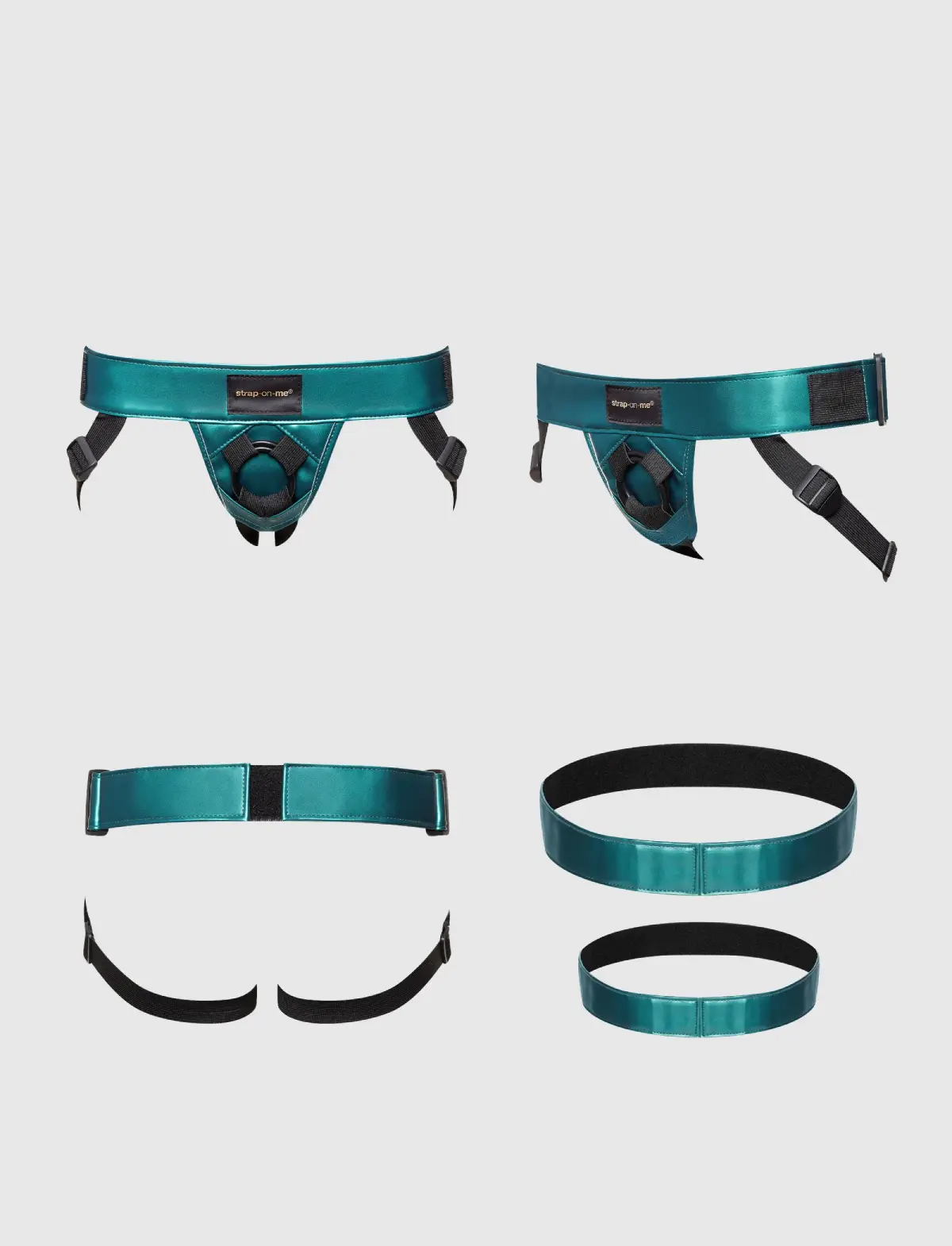 Strap-On-Me Curious Faux Leather Harness - Metallic Green - Image 6
